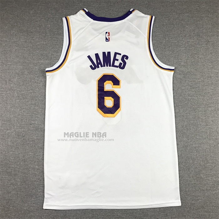 Maglia
 LeBron James NO 6 Los Angeles Lakers Association 2022-23 Bianco
